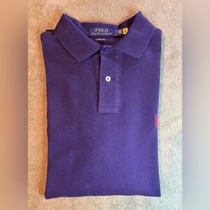 Polo Ralph Lauren Long Sleeve Blue Polo Shirt, Size: M. (6028)